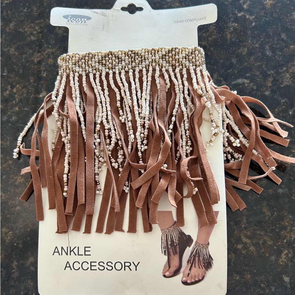 Icon Ankle Accessory with Beads and Fringe